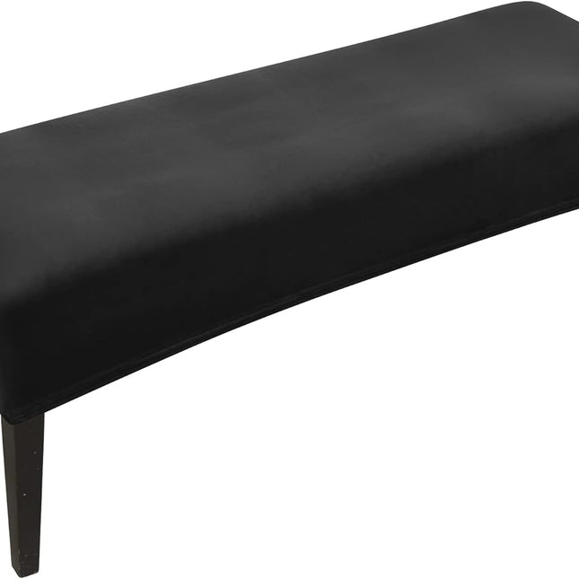 FORCHEER Dining Bench Cover Velvet Black Bench Slipcover for Living Room Rectangle 59inch Bench Seat Protector for Bedroom, Kitchen Washable(Velvet-Black).