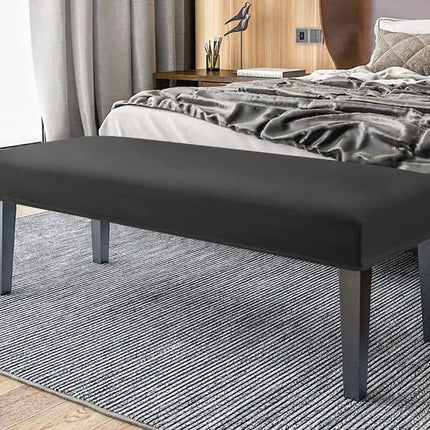 FORCHEER Dining Bench Cover Velvet Black Bench Slipcover for Living Room Rectangle 59inch Bench Seat Protector for Bedroom, Kitchen Washable(Velvet-Black).