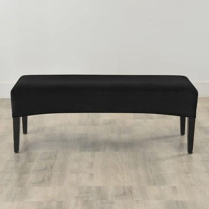 FORCHEER Dining Bench Cover Velvet Black Bench Slipcover for Living Room Rectangle 59inch Bench Seat Protector for Bedroom, Kitchen Washable(Velvet-Black).