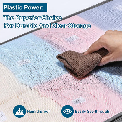 4 Packs Under Bed Storage Containers Bins, Humid-Proof Plastic Underbed Storage Bins, Closet Organizers and Clothes Storage Bags, Under the Bed Blanket Storage with Handles for Clothes,Bedroom.