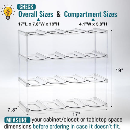 Design for Stanley 40 OZ & Large Bottles & Tumblers with Handle - Acrylic Water Bottle Organizer - Stackable Clear Wine Rack Cup Holder for Home Kitchen Pantry Shelf Countertop Cabinet, 4 Tier Hold 16.
