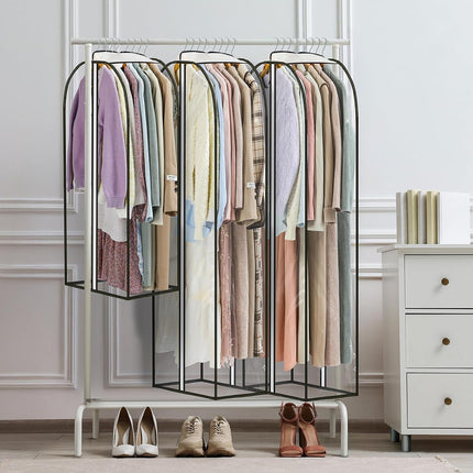LANDNEOO 6 Pack Clear Garment Bags for Hanging Clothes with Zippers on Double Sides - 10'' Clothes Storage for Coat, Dress, and Fur in Closet - 32&40&60" Long Suit Bags.
