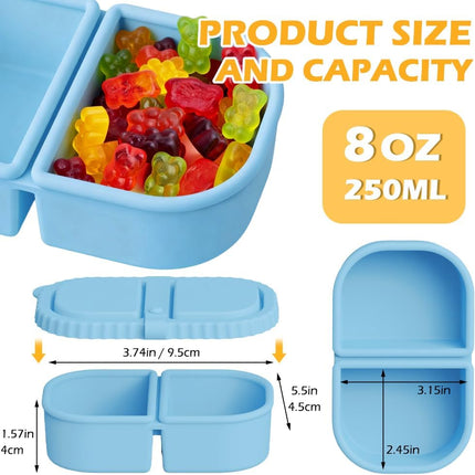 YQL 4 Pack Silicone Snack Containers with Leakproof Lids, Double-Compartment Bento Boxes for Kids & Adults, Reusable Food Storage for Snacks, Sauces, Lunch, Travel, and Meal Prep.