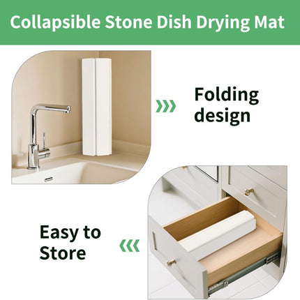 YQL Extra Large Stone Dish Quick Drying Mat Set for Kitchen Counter, 27.7"x15.4" Foldable Diatomaceous Absorbent Earth Mat for Bottles and Cups with 2-Pack Stone Coasters, Quick-Dry Dish Drying Pan.