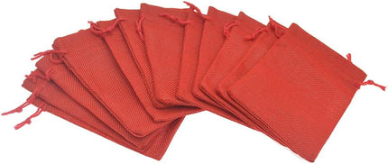 50Pcs Burlap Gift Bags 5 x 7 Inch, Red Linen Drawstring Christmas Candy Bags, Jute Sacks Jewelry Pouches Wedding Party Favor Bags.