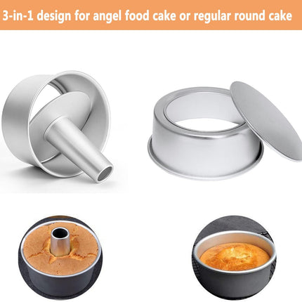 Cake Molds for Baking Bundle, 6 Inch Angel Food Cake Pan with Removable Bottom & 20Pcs Mini Tart Pans.