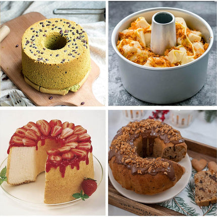 Cake Molds for Baking Bundle, 6 Inch Angel Food Cake Pan with Removable Bottom & 20Pcs Mini Tart Pans.