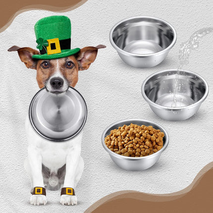 10 Pcs 8 Cup Metal Dog Bowls Stainless Steel Thickened Food Bowls Travel Kennel Food and Water Dish for Medium Large Size Dogs Cats, 64 Oz, Dishwasher Safe.