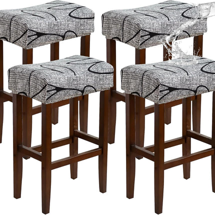 Waterproof Bar Stool Covers Rectangle Set of 4 Stretchable Patterned Seat Covers for Backless Barstools Washable.