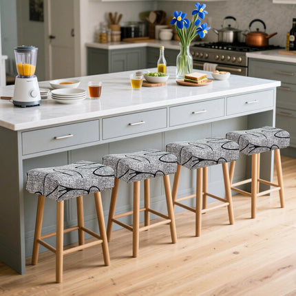 Waterproof Bar Stool Covers Rectangle Set of 4 Stretchable Patterned Seat Covers for Backless Barstools Washable.