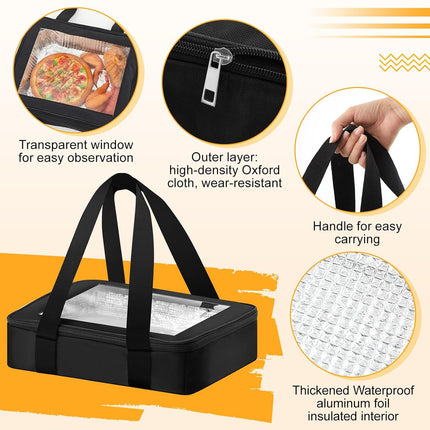 2 Pcs Foil Pan Carrier with Lid, Oxford Cloth Foil Pan Holder with Handle for Hot or Cold Food, Fits 9" x 13" Baking Dish, Stackable Food Warmer Tote for Parties/picnic/cookouts.