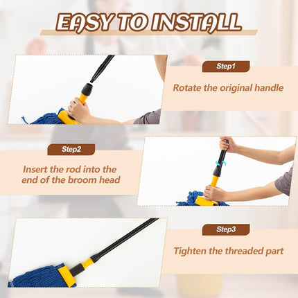 6 Pcs Fiberglass Broom Handle Replacement Handle Broom Stick Pole with Threaded Tip for Commercial Cleaning, 1" Dia x 48" Long, Black.