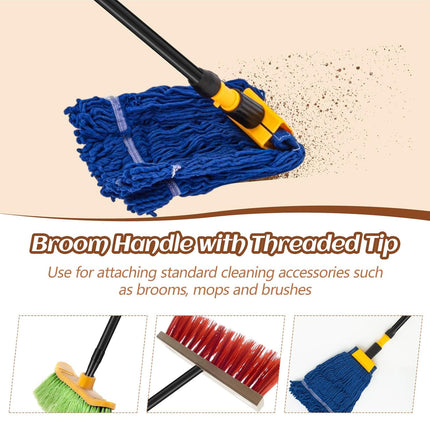 6 Pcs Fiberglass Broom Handle Replacement Handle Broom Stick Pole with Threaded Tip for Commercial Cleaning, 1" Dia x 48" Long, Black.