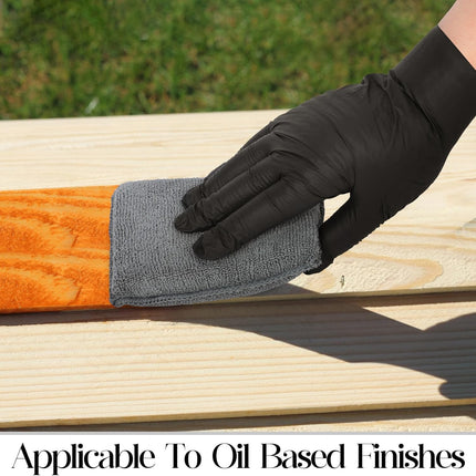 24 Set Wood Stain Applicators and Disposable Latex Gloves Microfiber Stain Sponge Pads for Wood and Oil Based Finishes(Gray).