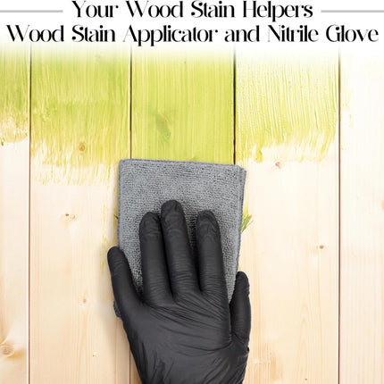 24 Set Wood Stain Applicators and Disposable Latex Gloves Microfiber Stain Sponge Pads for Wood and Oil Based Finishes(Gray).