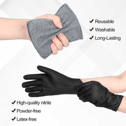 24 Set Wood Stain Applicators and Disposable Latex Gloves Microfiber Stain Sponge Pads for Wood and Oil Based Finishes(Gray).
