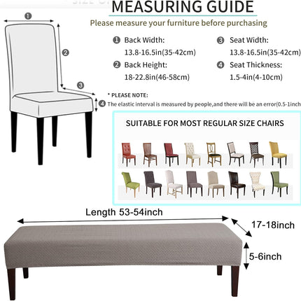 FORCHEER Dining Chair Covers and Bench Covers Set Waterproof Black Jacquard 4 Dining Room Chair and Bench Slipcover Washable.