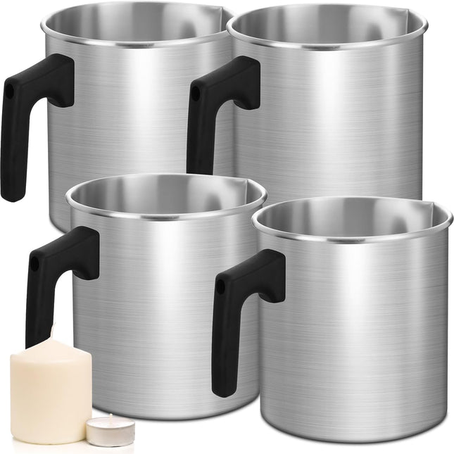 Ziliny 4 Pcs Candle Making Pouring Pot Wax Pouring Pitcher with Dripless Spout and Heat Resisting Handle Aluminum Wax Melter for Christmas DIY Candle Making Kits Gift(1.8 L).