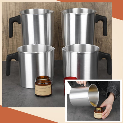 Ziliny 4 Pcs Candle Making Pouring Pot Wax Pouring Pitcher with Dripless Spout and Heat Resisting Handle Aluminum Wax Melter for Christmas DIY Candle Making Kits Gift(1.8 L).
