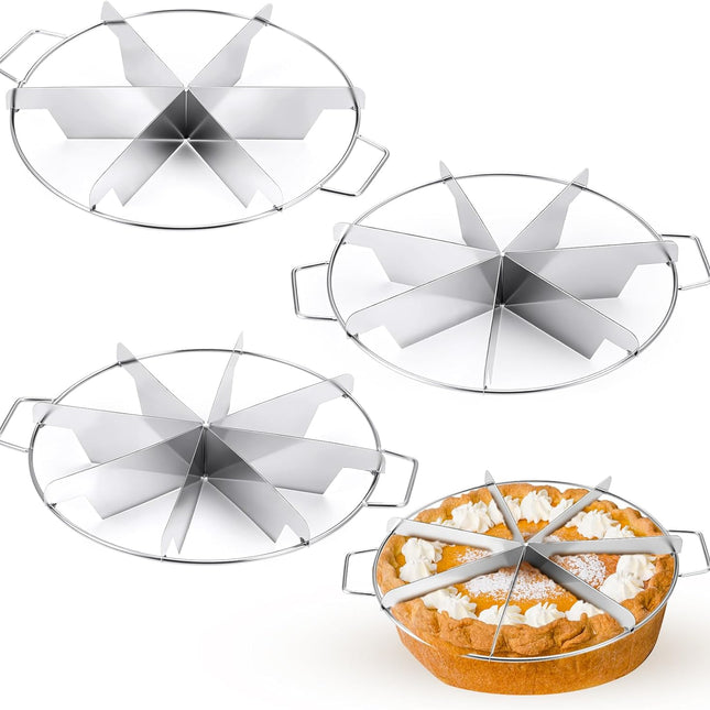 3 Pieces 8-cut, 7-cut and 6-cut Pie Cutter 10.6 Inches Diameter Stainless Steel Pie Slicer Rust Proof Cake Divider with Side Handle Pie Cutter Press for Commercial Home.
