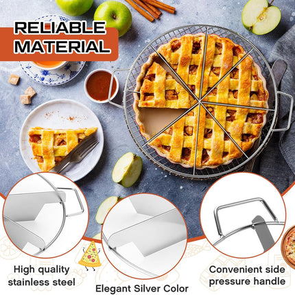 3 Pieces 8-cut, 7-cut and 6-cut Pie Cutter 10.6 Inches Diameter Stainless Steel Pie Slicer Rust Proof Cake Divider with Side Handle Pie Cutter Press for Commercial Home.