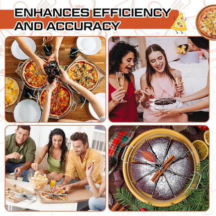 3 Pieces 8-cut, 7-cut and 6-cut Pie Cutter 10.6 Inches Diameter Stainless Steel Pie Slicer Rust Proof Cake Divider with Side Handle Pie Cutter Press for Commercial Home.