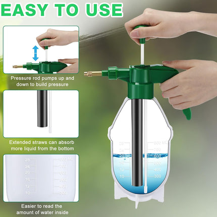 2 Pcs 27 oz Handheld Pump Spray Bottle Garden Mister Spray Bottles Lawn Pressure Hand Pump Sprayer with Adjustable Nozzle for Chemicals Watering Weeds Plants and Cleaning (Green).