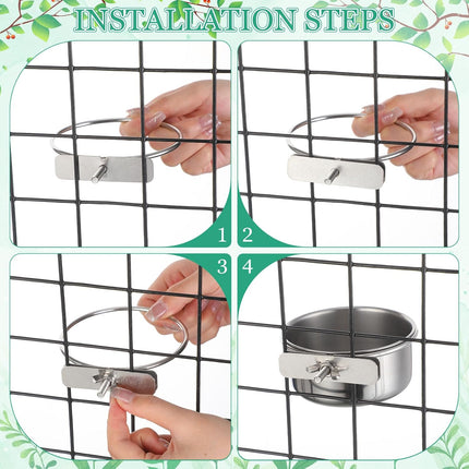 24 Pcs Stainless Steel Parrot Food Bowls Bulk 10 oz Bird Feeding Dish Cups for Cages Bird Bowls with Clamp Pet Water Feeders Cage Accessories for Parakeet Parrot Budgie Rabbit Chicken.