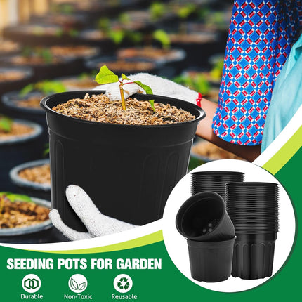 30 Pcs 3 Gallon Plant Nursery Pots Bulk Flexible Plastic Pots for Plants Thickened Soft Seed Starting Container with Drainage Hole Garden Pot Flower Container for Succulents Seedlings.