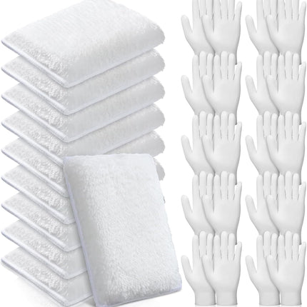 20 Pcs Faux Lambswool Wood Staining Kit Applicator and Disposable Nitrile Gloves Reusable Stain Sponge Pads for Wood Oil Based Finishes Cleaning.