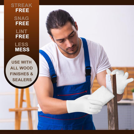 20 Pcs Faux Lambswool Wood Staining Kit Applicator and Disposable Nitrile Gloves Reusable Stain Sponge Pads for Wood Oil Based Finishes Cleaning.