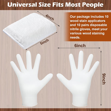 20 Pcs Faux Lambswool Wood Staining Kit Applicator and Disposable Nitrile Gloves Reusable Stain Sponge Pads for Wood Oil Based Finishes Cleaning.