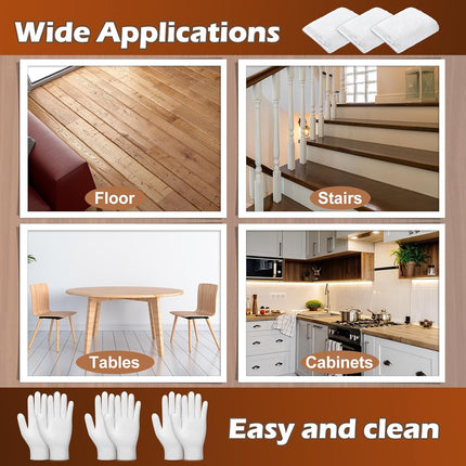 20 Pcs Faux Lambswool Wood Staining Kit Applicator and Disposable Nitrile Gloves Reusable Stain Sponge Pads for Wood Oil Based Finishes Cleaning.