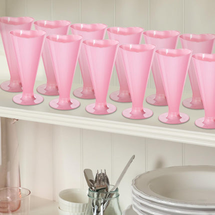 50 Pcs Valentine's Day Cups Valentine Shot Glasses 5.6 oz Heart Shaped Champagne Flutes Disposable Plastic Pink Red Heart Wine Glasses Cocktail Drinking for Birthday Wedding Party (Pink).