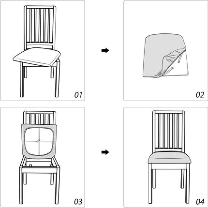 FORCHEER Waterproof PU Leather Chair Seat Covers Set of 4 Black Stretch Dining Room Chair seat Covers Kitchen Chair Seat Slipcovers 18inch Removable Washable.