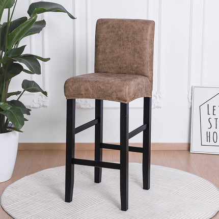 FORCHEER Bar Stool Chair Cover with Backs Set of 4 Leather Looking Barstool Slipcover for Short Back Counter Chairs Removable Washable (4PC,Camel).