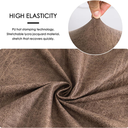 FORCHEER Bar Stool Chair Cover with Backs Set of 4 Leather Looking Barstool Slipcover for Short Back Counter Chairs Removable Washable (4PC,Camel).