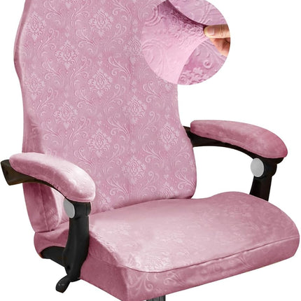 FORCHEER Velvet Gaming Chair Cover with Armrest Covers Pink Stretch Racing Style Game Chair with Attached Arms Covers Cat Scratch Proof Washable.