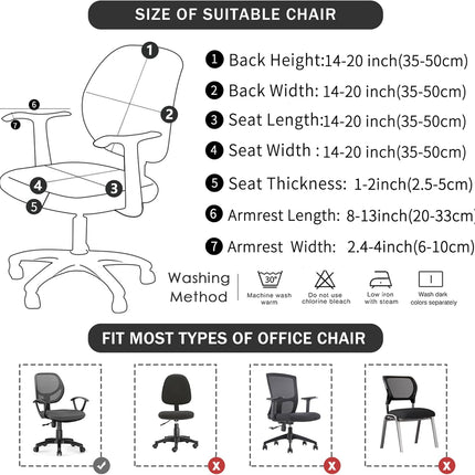 4 Pieces Office Chair Cover for Desk Chair Back and Seat with Armrest Covers Stretch Velvet Embossing Pink Split Office Chair Slipcovers Set Washable.