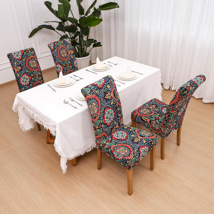 Boho Dining Room Chair Covers Set of 6 Stretch Printed Parson Chair Slipcovers 6 Pieces Washable-Boho MT.