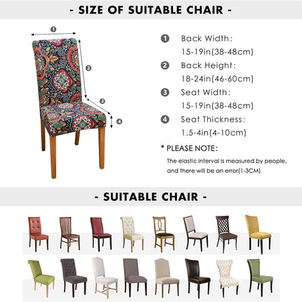 Boho Dining Room Chair Covers Set of 6 Stretch Printed Parson Chair Slipcovers 6 Pieces Washable-Boho MT.
