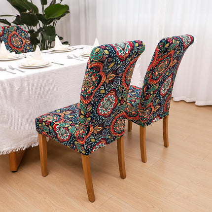 Boho Dining Room Chair Covers Set of 6 Stretch Printed Parson Chair Slipcovers 6 Pieces Washable-Boho MT.