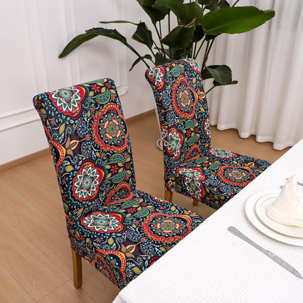 Boho Dining Room Chair Covers Set of 6 Stretch Printed Parson Chair Slipcovers 6 Pieces Washable-Boho MT.