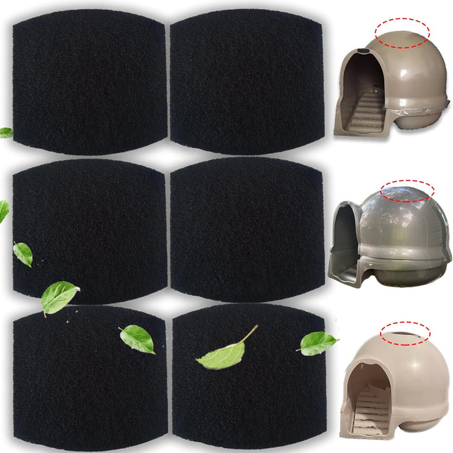 Carbon Filters Compatible with Petmate Booda Clean Step Cat Litter Box - Thickened and Durable Activated Charcoal Filters, Absorb Odors/Control Damp from Pets/Keep Home Fresh (6 Pack).