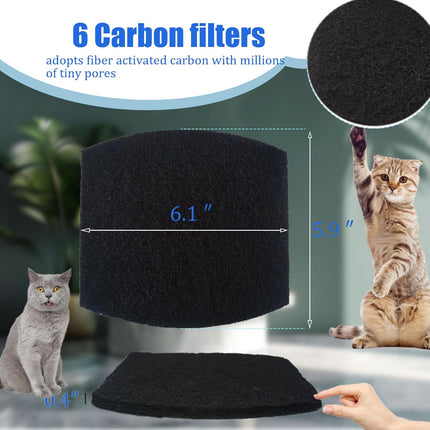 Carbon Filters Compatible with Petmate Booda Clean Step Cat Litter Box - Thickened and Durable Activated Charcoal Filters, Absorb Odors/Control Damp from Pets/Keep Home Fresh (6 Pack).