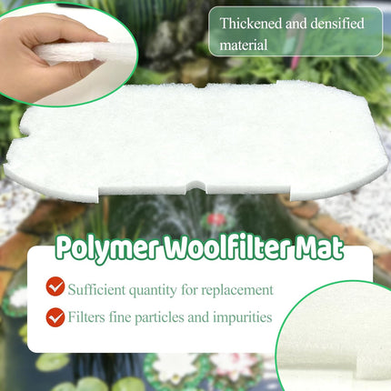 18 PCS Pond Filter Kits for Pennington Inpond 5 in 1 600 Gallon Model Water Pump, Includes 4 Foam Filter, 12 Polymer Woolfilter Mats, 2 Ceramic Media Rings Compatible with Aquagarden 600.