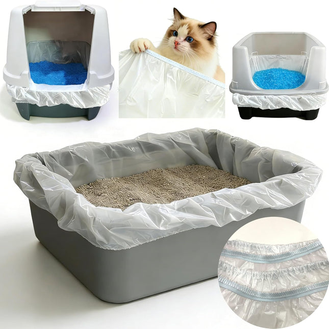 Large Cat Litter Liners, Jumbo Drawstring Leakproof Bags for IRIS Cat Litter Boxes, Heavy Duty 2 MIL Tear-Resistant Extra Durable Disposable Bags for Most Cat Litter Pans, 42“ x 20”, 16PCS.