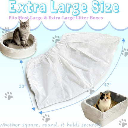 Large Cat Litter Liners, Jumbo Drawstring Leakproof Bags for IRIS Cat Litter Boxes, Heavy Duty 2 MIL Tear-Resistant Extra Durable Disposable Bags for Most Cat Litter Pans, 42“ x 20”, 16PCS.