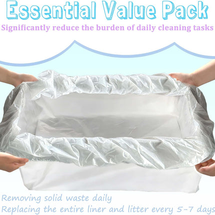 Large Cat Litter Liners, Jumbo Drawstring Leakproof Bags for IRIS Cat Litter Boxes, Heavy Duty 2 MIL Tear-Resistant Extra Durable Disposable Bags for Most Cat Litter Pans, 42“ x 20”, 16PCS.