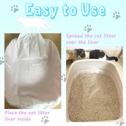 Large Cat Litter Liners, Jumbo Drawstring Leakproof Bags for IRIS Cat Litter Boxes, Heavy Duty 2 MIL Tear-Resistant Extra Durable Disposable Bags for Most Cat Litter Pans, 42“ x 20”, 16PCS.